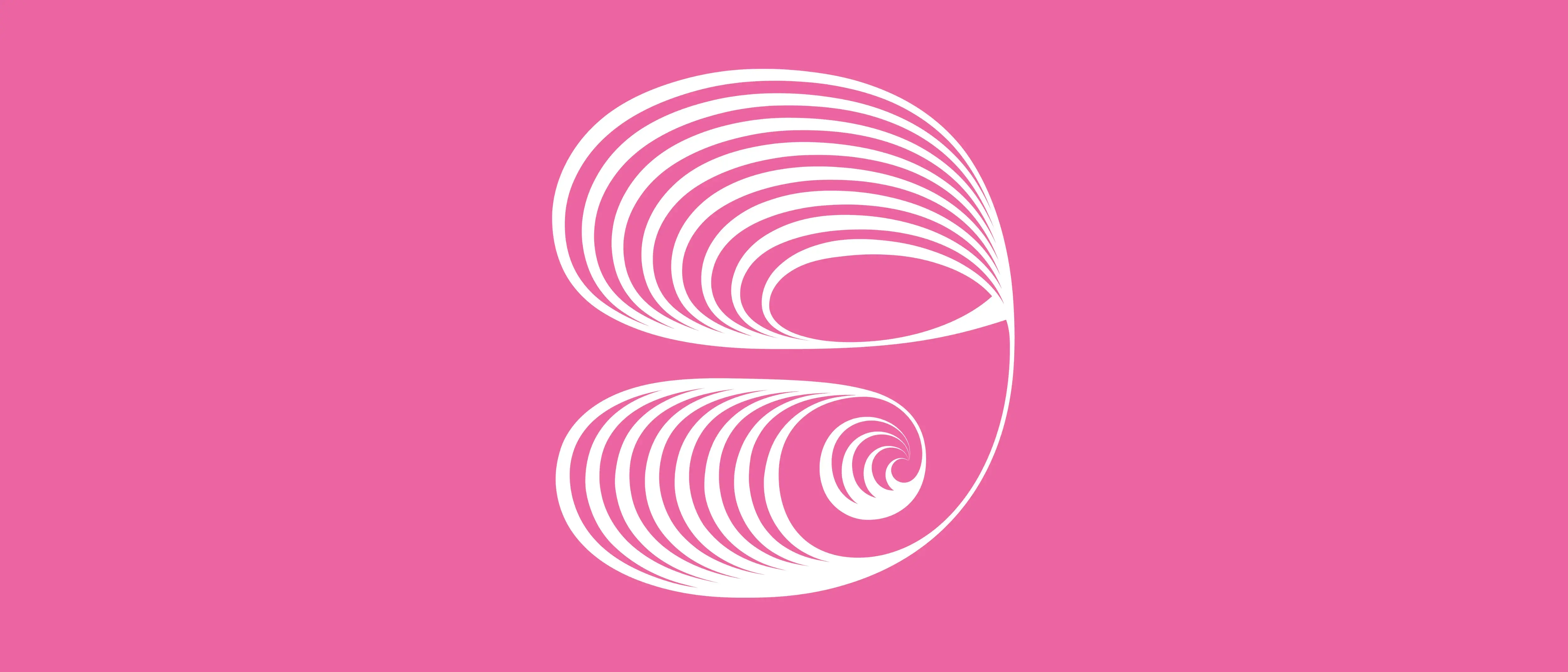 Grafik einer geschwungenen weißen neun auf pinkem Hintergrund. Titelbild für das 9. Symphoniekonzert.