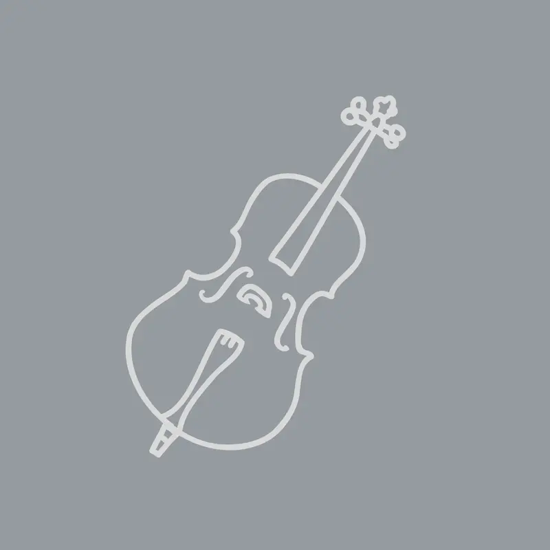 Platzhalterfoto Cello: grauer Hintergrund mit weißer Cello-Grafik