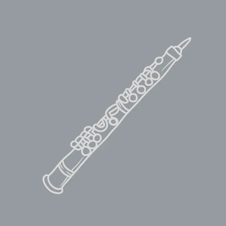 Platzhalterfoto Oboe: grauer Hintergrund mit weißer Oboe-Grafik