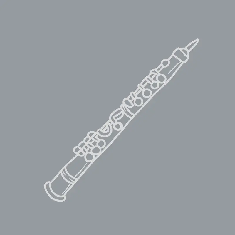 Platzhalterfoto Oboe: grauer Hintergrund mit weißer Oboe-Grafik