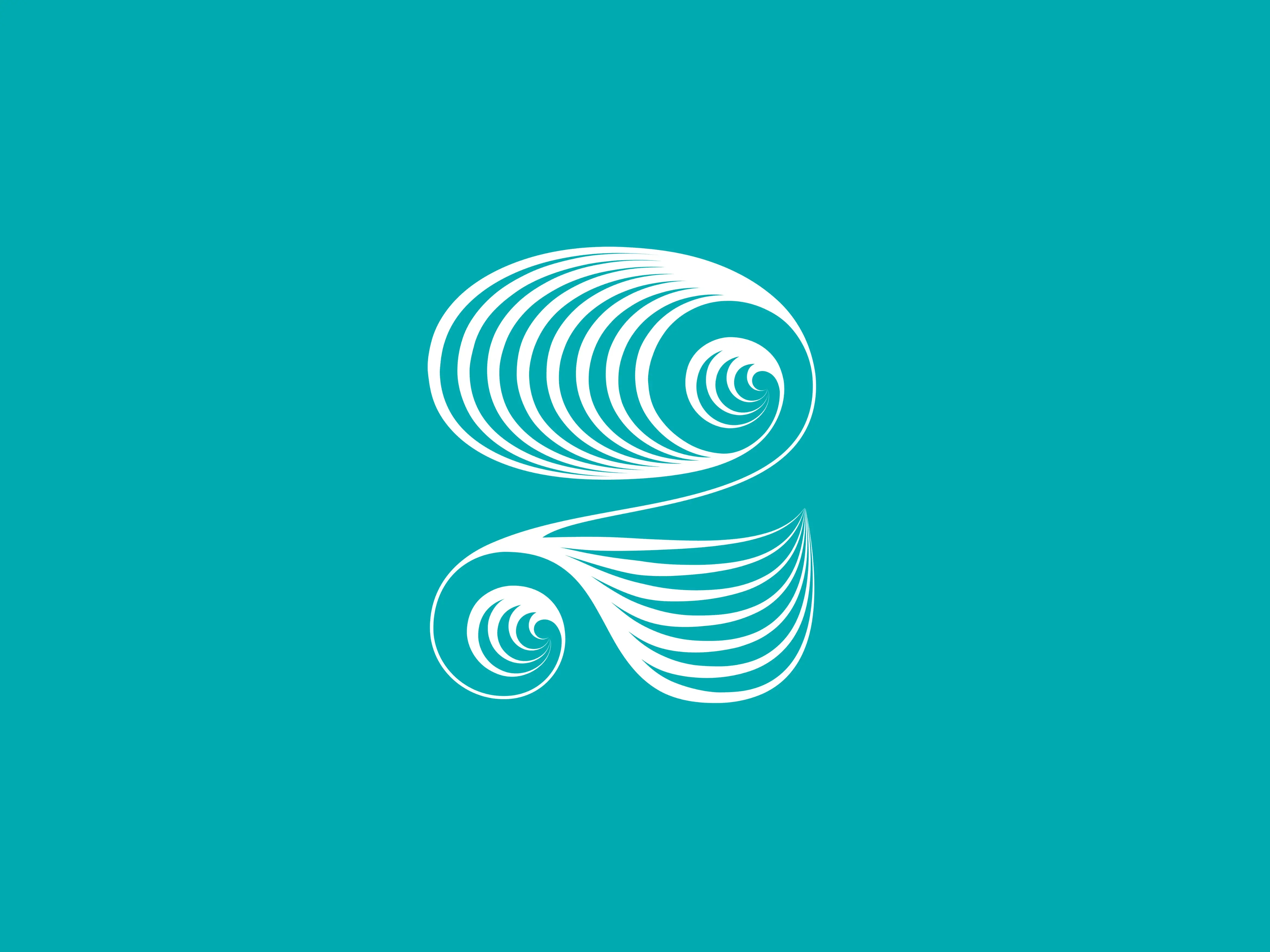 Grafik einer geschwungenen weißen zwei auf blauem Hintergrund. Titelbild für das 2. Symphoniekonzert.